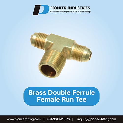 Brass Double Ferrule Female Run Tee