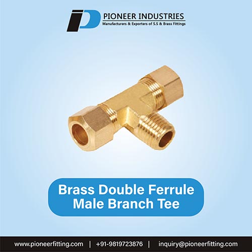 Brass Double Ferrule Male Branch Tee