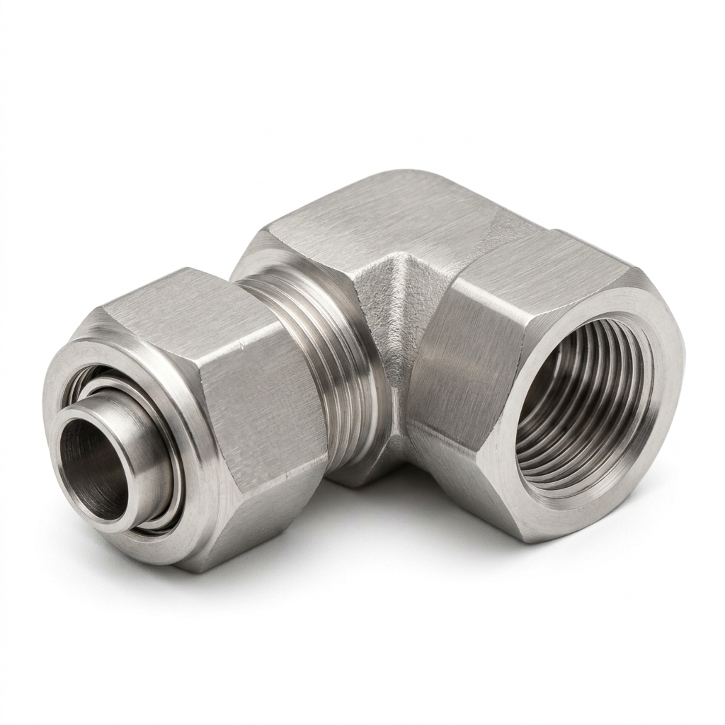 Stainless Steel Double Ferrule Female Elbow - Pioneer Industries