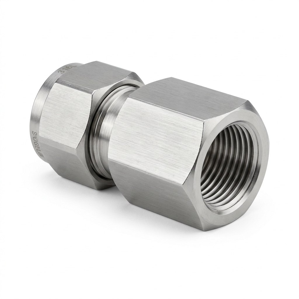 Stainless Steel Double Ferrule Female Connector - Pioneer Industries