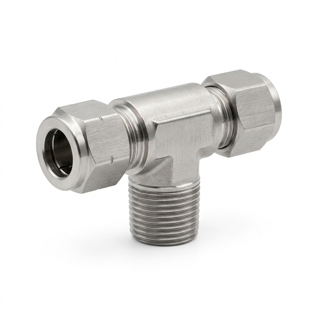 Stainless Steel Double Ferrule Male Branch Tee - Pioneer Industries
