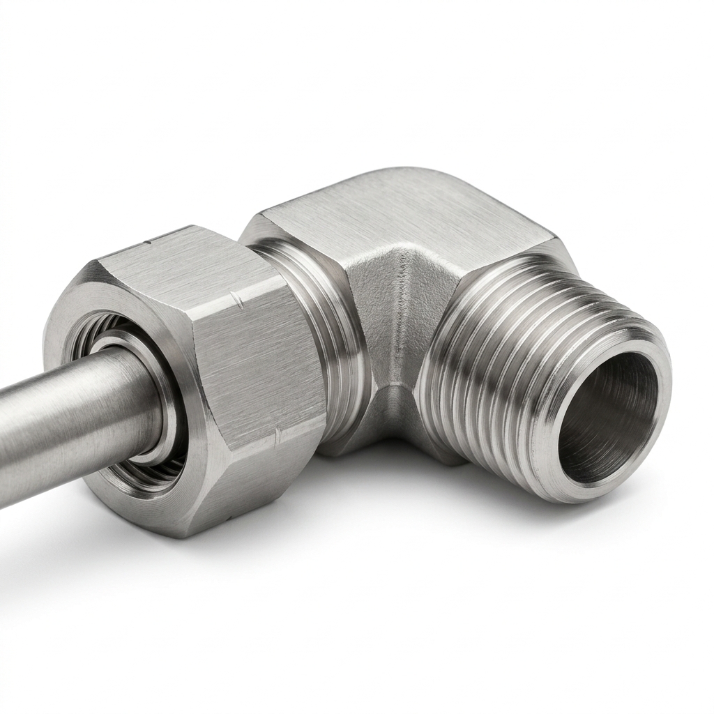 Stainless Steel Double Ferrule Male Elbow - Pioneer Industries