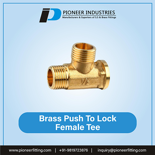 Brass Push to Lock Female Tee