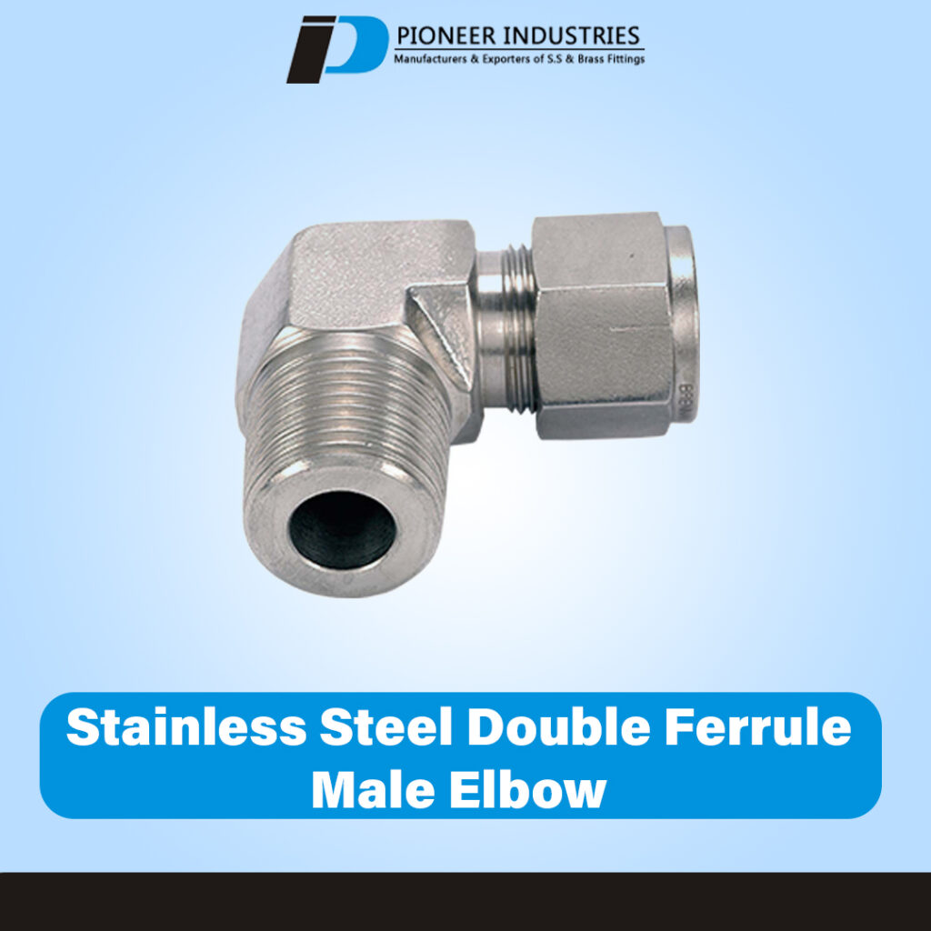 Stainless Steel Double Ferrule Male Elbow - Pioneer Industries