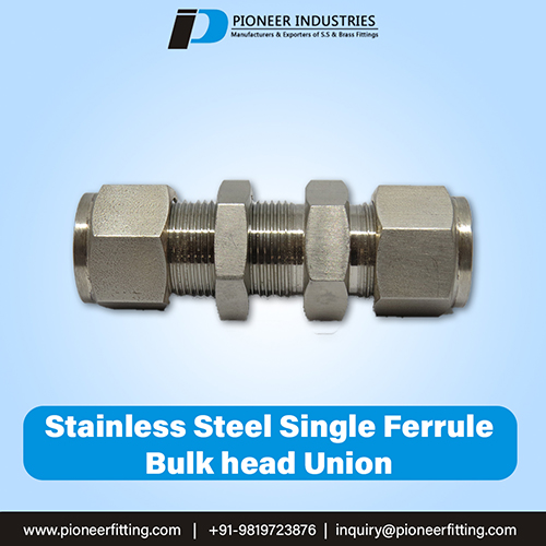 Stainless Steel Single Ferrule Female Bulkhead Union
